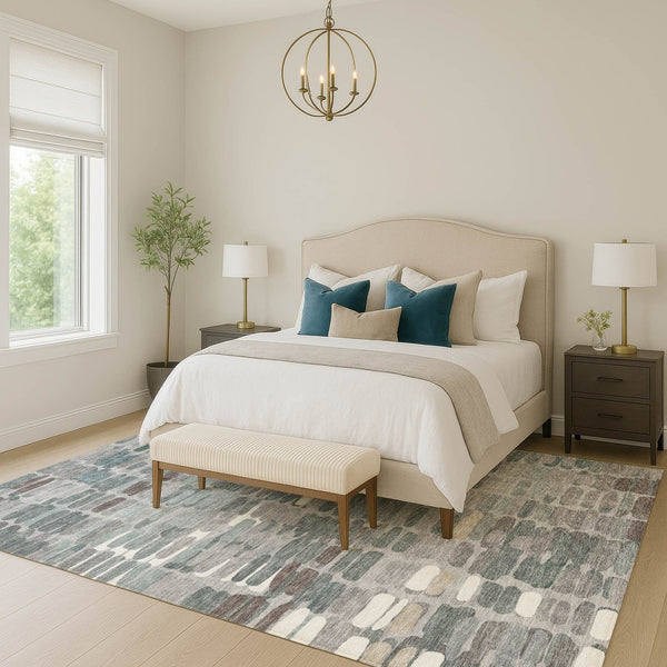 HomeRoots 10' Gray Ivory Pewter Abstract Washable Area Rug - Stylish Indoor/Outdoor Decor for High-Traffic Spaces 660912