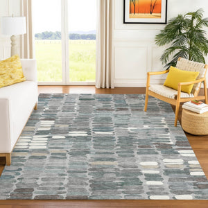 HomeRoots 10' Gray Ivory Pewter Abstract Washable Area Rug - Stylish Indoor/Outdoor Decor for High-Traffic Spaces 660912