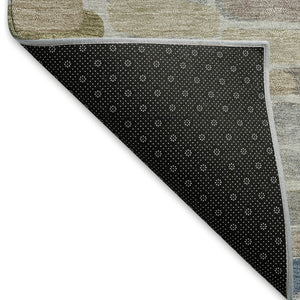 HomeRoots 10' X 14' Abstract Washable Area Rug in Taupe, Ivory & Blue - Stylish, Durable & Versatile Décor Piece 660918