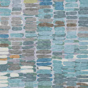 HomeRoots 5' X 8' Teal Blue Copper Ivory Abstract Area Rug - Stylish, Washable, Indoor/Outdoor Versatile Design 660920