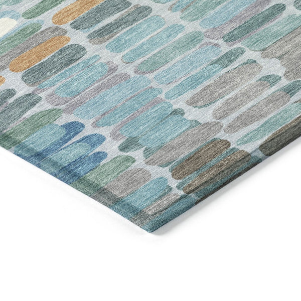 HomeRoots 8' X 10' Modern Teal Blue Copper Ivory Abstract Washable Area Rug for Indoor & Outdoor Spaces 660922