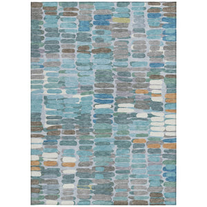 HomeRoots 9' X 12' Teal Blue Copper Ivory Washable Abstract Area Rug – Stylish, Durable, and Easy to Clean! 660923