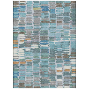 HomeRoots 9' X 12' Teal Blue Copper Ivory Washable Abstract Area Rug – Stylish, Durable, and Easy to Clean! 660923