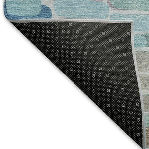 HomeRoots 9' X 12' Teal Blue Copper Ivory Washable Abstract Area Rug – Stylish, Durable, and Easy to Clean! 660923