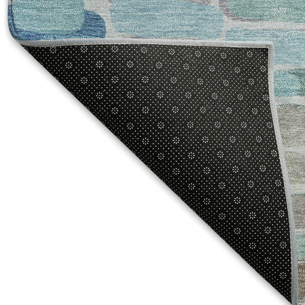 HomeRoots 9' X 12' Teal Blue Copper Ivory Washable Abstract Area Rug – Stylish, Durable, and Easy to Clean! 660923