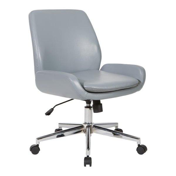 OSP Home Furnishings Faux Leather Ergonomic Office Chair with Lumbar Support and Polished Chrome Swivel Base FL61903C-U42