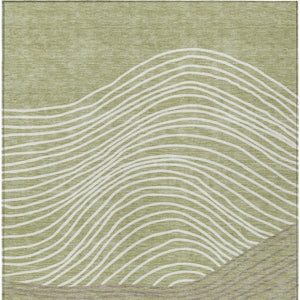 HomeRoots 5' X 8' Artichoke Green Striped Washable Rug - Versatile Indoor/Outdoor Decor for Every Space 660926