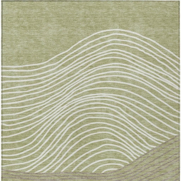HomeRoots 5' X 8' Artichoke Green Striped Washable Rug - Versatile Indoor/Outdoor Decor for Every Space 660926