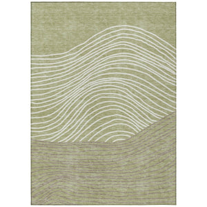 HomeRoots 5' X 8' Artichoke Green Striped Washable Rug - Versatile Indoor/Outdoor Decor for Every Space 660926