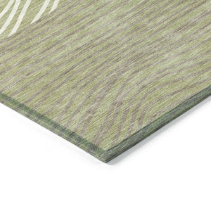 HomeRoots 5' X 8' Artichoke Green Striped Washable Rug - Versatile Indoor/Outdoor Decor for Every Space 660926