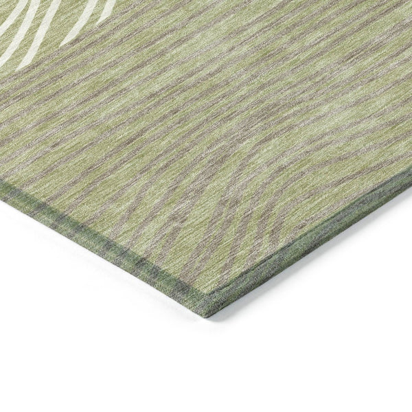 HomeRoots 5' X 8' Artichoke Green Striped Washable Rug - Versatile Indoor/Outdoor Decor for Every Space 660926