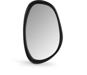 Meridian Furniture Holland Asymmetrical Polyresin Wall or Floor Mirror Art Deco Sculptural Accent for Any Room Black 27.5" W x 2" D x 45" H 66092Black-M