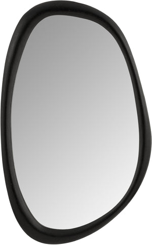 Meridian Furniture Holland Asymmetrical Polyresin Wall or Floor Mirror Art Deco Sculptural Accent for Any Room Black 27.5" W x 2" D x 45" H 66092Black-M