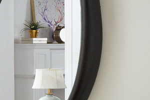 Meridian Furniture Holland Asymmetrical Polyresin Wall or Floor Mirror Art Deco Sculptural Accent for Any Room Black 27.5" W x 2" D x 45" H 66092Black-M