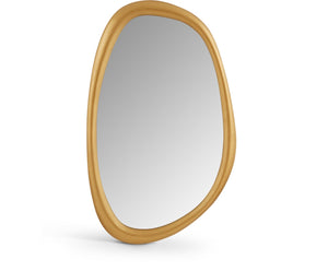 Meridian Furniture Holland Asymmetrical Polyresin Wall or Floor Mirror Art Deco Sculptural Accent for Any Room Brass 27.5" W x 2" D x 45" H 66092Brass-M