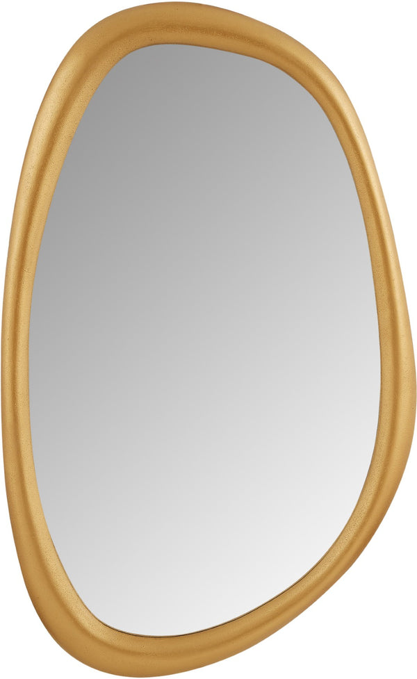 Meridian Furniture Holland Asymmetrical Polyresin Wall or Floor Mirror Art Deco Sculptural Accent for Any Room Brass 27.5" W x 2" D x 45" H 66092Brass-M