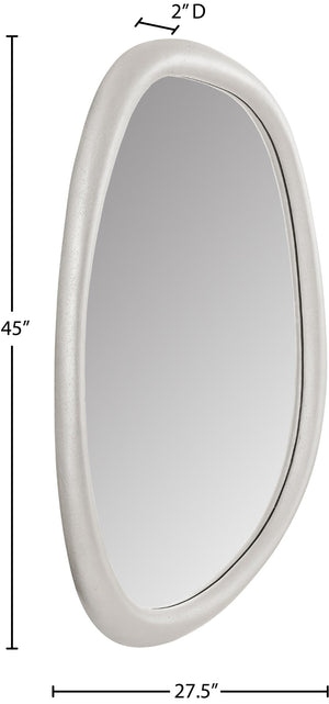 Meridian Furniture Holland Asymmetrical Polyresin Wall or Floor Mirror Art Deco Sculptural Accent for Any Room White 27.5" W x 2" D x 45" H 66092White-M