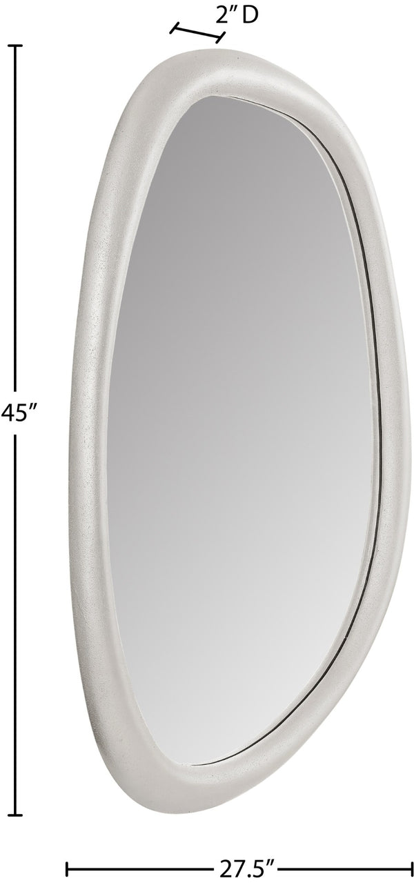 Meridian Furniture Holland Asymmetrical Polyresin Wall or Floor Mirror Art Deco Sculptural Accent for Any Room White 27.5" W x 2" D x 45" H 66092White-M