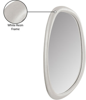 Meridian Furniture Holland Asymmetrical Polyresin Wall or Floor Mirror Art Deco Sculptural Accent for Any Room White 27.5" W x 2" D x 45" H 66092White-M