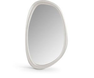 Meridian Furniture Holland Asymmetrical Polyresin Wall or Floor Mirror Art Deco Sculptural Accent for Any Room White 27.5" W x 2" D x 45" H 66092White-M