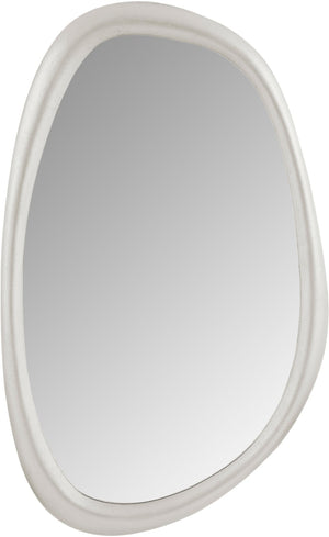 Meridian Furniture Holland Asymmetrical Polyresin Wall or Floor Mirror Art Deco Sculptural Accent for Any Room White 27.5" W x 2" D x 45" H 66092White-M