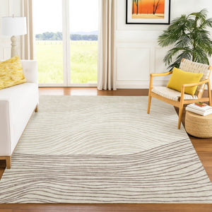 HomeRoots 5' X 8' Striped Beige Ivory Brown Area Rug - Durable, Washable, Stylish for Indoor & Outdoor Use! 660938