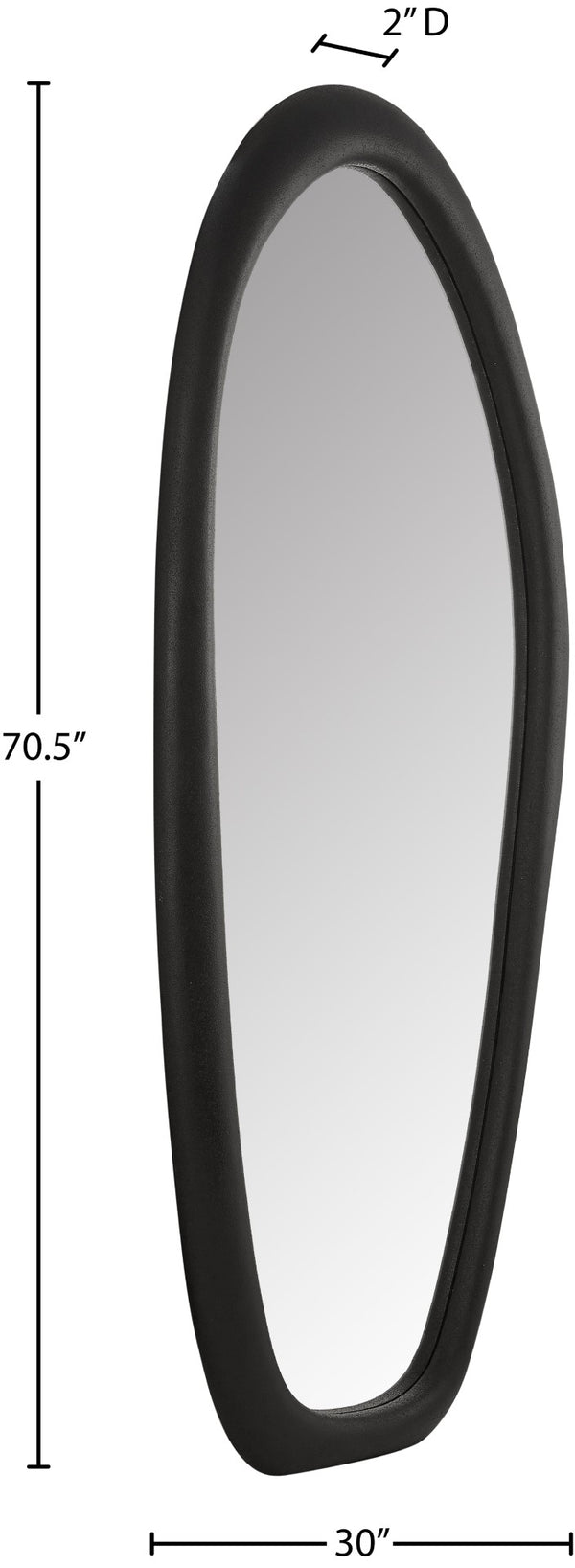 Meridian Furniture Holland Asymmetrical Polyresin Wall or Floor Mirror Art Deco Sculptural Accent for Any Room Black 30" W x 2" D x 70.5" H 66093Black-M