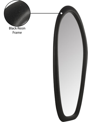 Meridian Furniture Holland Asymmetrical Polyresin Wall or Floor Mirror Art Deco Sculptural Accent for Any Room Black 30" W x 2" D x 70.5" H 66093Black-M