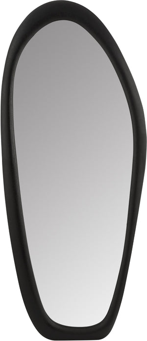 Meridian Furniture Holland Asymmetrical Polyresin Wall or Floor Mirror Art Deco Sculptural Accent for Any Room Black 30" W x 2" D x 70.5" H 66093Black-M