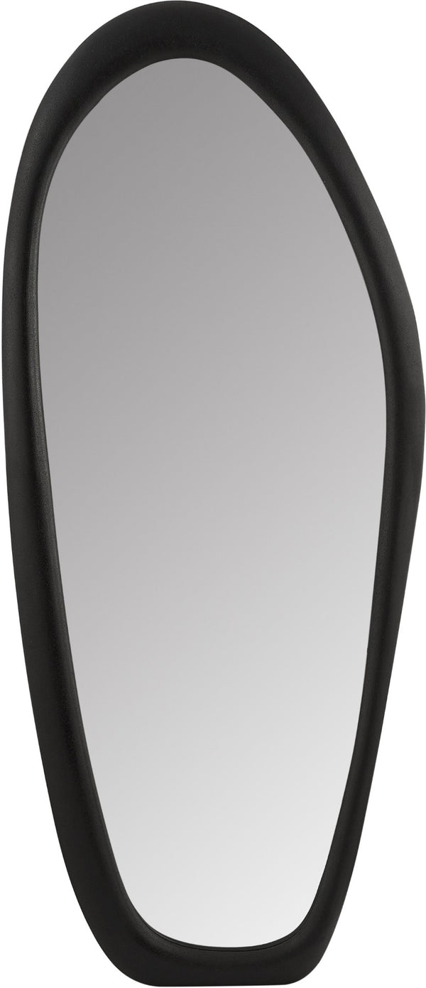 Meridian Furniture Holland Asymmetrical Polyresin Wall or Floor Mirror Art Deco Sculptural Accent for Any Room Black 30" W x 2" D x 70.5" H 66093Black-M