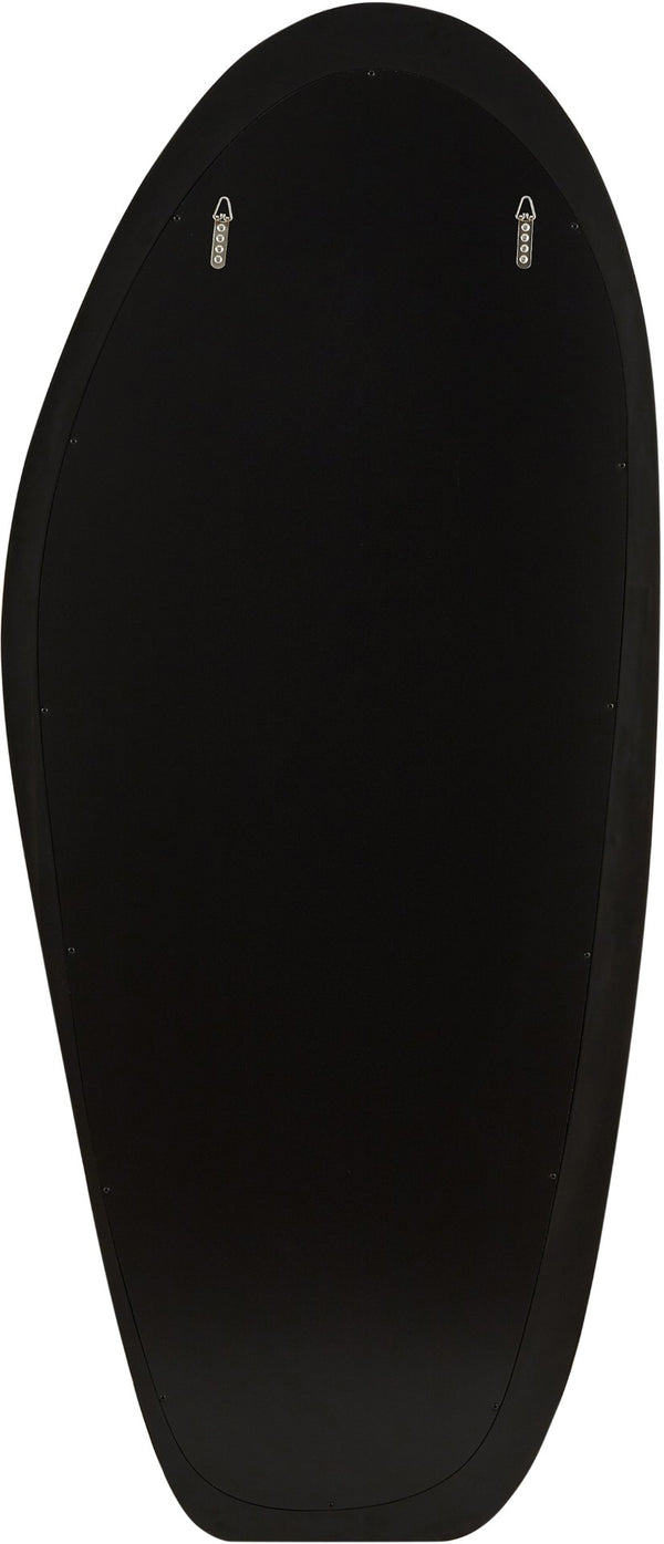 Meridian Furniture Holland Asymmetrical Polyresin Wall or Floor Mirror Art Deco Sculptural Accent for Any Room Black 30" W x 2" D x 70.5" H 66093Black-M
