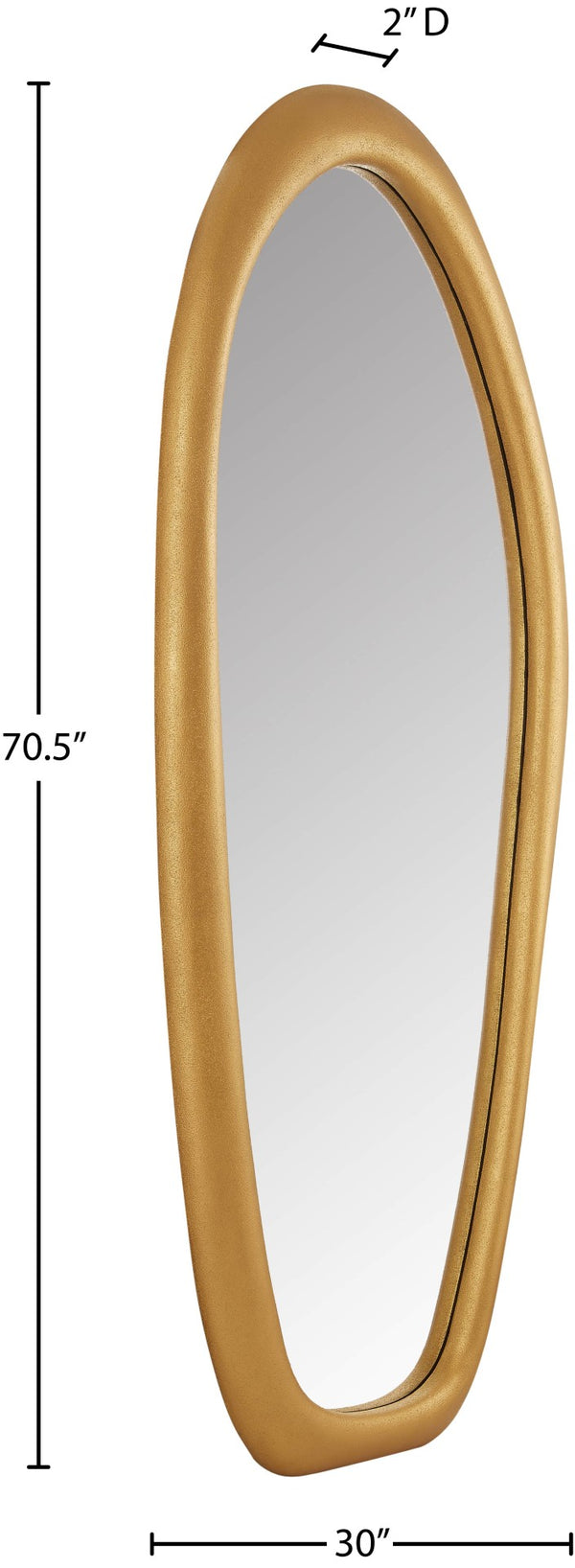 Meridian Furniture Holland Asymmetrical Polyresin Wall or Floor Mirror Art Deco Sculptural Accent for Any Room Brass 30" W x 2" D x 70.5" H 66093Brass-M