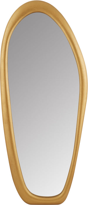 Meridian Furniture Holland Asymmetrical Polyresin Wall or Floor Mirror Art Deco Sculptural Accent for Any Room Brass 30" W x 2" D x 70.5" H 66093Brass-M