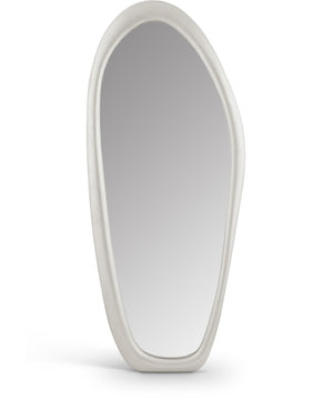 Meridian Furniture Holland Asymmetrical Polyresin Wall or Floor Mirror Art Deco Sculptural Accent for Any Room White 30" W x 2" D x 70.5" H 66093White-M