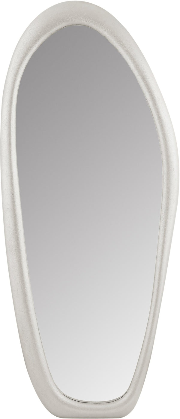 Meridian Furniture Holland Asymmetrical Polyresin Wall or Floor Mirror Art Deco Sculptural Accent for Any Room White 30" W x 2" D x 70.5" H 66093White-M