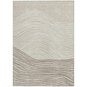 HomeRoots 8' X 10' Beige Ivory & Brown Striped Area Rug - Durable, Washable, Perfect for Indoor/Outdoor Use 660940