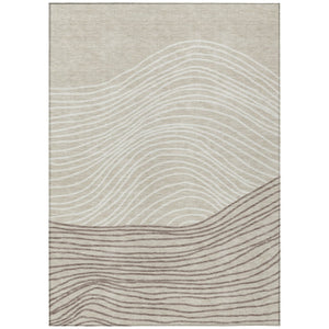 HomeRoots 8' X 10' Beige Ivory & Brown Striped Area Rug - Durable, Washable, Perfect for Indoor/Outdoor Use 660940