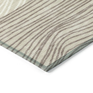 HomeRoots 8' X 10' Beige Ivory & Brown Striped Area Rug - Durable, Washable, Perfect for Indoor/Outdoor Use 660940