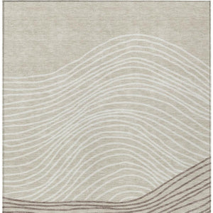HomeRoots 8' X 10' Beige Ivory & Brown Striped Area Rug - Durable, Washable, Perfect for Indoor/Outdoor Use 660940
