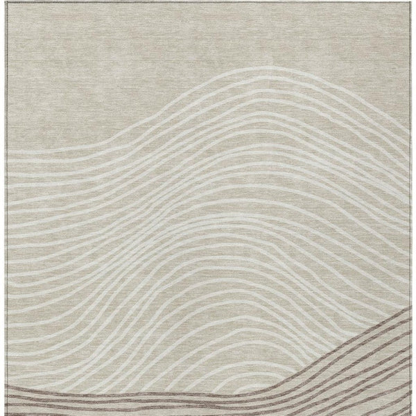HomeRoots 8' X 10' Beige Ivory & Brown Striped Area Rug - Durable, Washable, Perfect for Indoor/Outdoor Use 660940