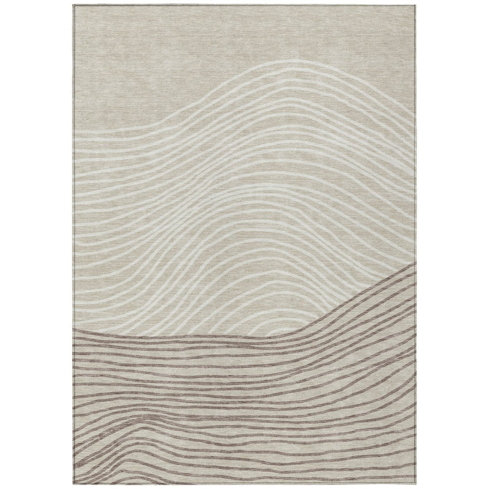 HomeRoots 9' Beige and Ivory Striped Washable Area Rug - Durable for Indoor & Outdoor Use, Perfect for Any Space 660941