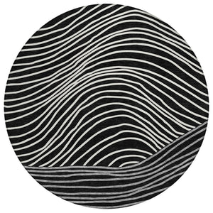 HomeRoots 8' Striped Washable Area Rug in Black, Ivory & Gray – Durable Indoor/Outdoor Décor for High-Traffic Spaces 660945