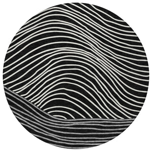 HomeRoots 8' Striped Washable Area Rug in Black, Ivory & Gray – Durable Indoor/Outdoor Décor for High-Traffic Spaces 660945
