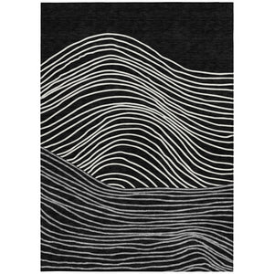 HomeRoots 9' X 12' Striped Washable Area Rug in Black, Ivory & Gray – Stylish, Durable & Versatile for Any Space! 660947