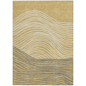 HomeRoots 8' X 10' Elegant Gold, Ivory & Charcoal Striped Washable Rug - Perfect for Indoor & Outdoor Spaces! 660952