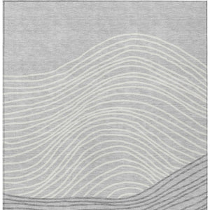 HomeRoots 5' Versatile Gray and Ivory Striped Washable Area Rug for Indoor/Outdoor Spaces – Durable & Stylish! 660956