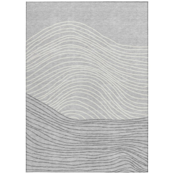 HomeRoots 8' X 10' Gray and Ivory Striped Washable Area Rug - Stylish Indoor/Outdoor Solution for Every Space! 660958