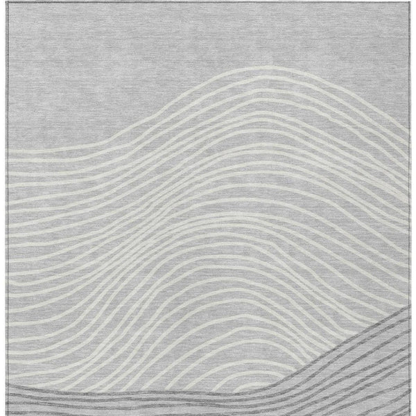 HomeRoots 9' X 12' Gray Striped Washable Area Rug – Durable Indoor/Outdoor Mat for High-Traffic Spaces 660959