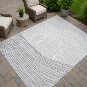 HomeRoots 10' Gray and Ivory Striped Washable Area Rug - Perfect for Indoor & Outdoor Spaces, Durable & Stylish 660960
