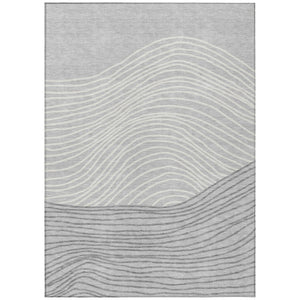 HomeRoots 10' Gray and Ivory Striped Washable Area Rug - Perfect for Indoor & Outdoor Spaces, Durable & Stylish 660960